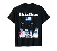 Viaggio Skiathos Grecia souvenir architettura greca bandiera della Grecia Maglietta