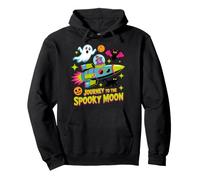 Viaggio Verso la Luna spettrale Neon Halloween Design Felpa con Cappuccio