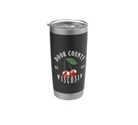 Viaggio vintage per una vacanza a Door County Pink Cherries nel Wisconsin Bicchiere termico in acciaio inox doppia parete
