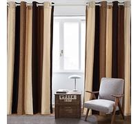 VIAGL Tende oscuranti per camera da letto, 100% oscuranti, isolamento termico, in ciniglia, colore verticale, a righe, tende per finestre per soggiorno (larghezza 132 x lunghezza 160 cm, marrone)