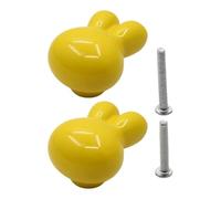 Viahsen Mini Statuetta di Coniglio, Maniglia per Cassetto, Facile Da Installare, Pomello Versatile, Scultura di Animale per Bagno E Comò, Giallo