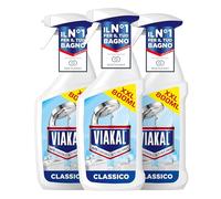 Viakal Anticalcare Spray Classico, Rimuove Fino al 100% Calcare, 3x 800ml | Elimina e Previene Macchie e Residui, Extra Brillantezza che Dura, Tecnologia Anti-Goccia, Ideale per le Superfici del Bagno