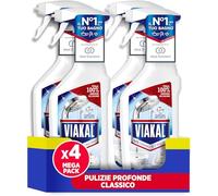 Viakal Spray Anticalcare, Confezione da 4 x 720ml, Fragranza Classico, Tecnologia Anti-Goccia, Elimina Fino Al 100% Di Calcare e Residui di Sapone