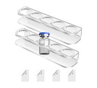 Vial Refrigerator Wall Storage Rack | 2-Pack Bottle Storage Space Saving Racks | Acrylic 5 Slot Bottle Shelf Protector With 4 Double Sided Adhesives For Household Home Use