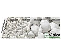 Vialca Sassi Ciottoli Pietre Bianco Carrara Decorativi Giardino - 25kg Varie Misure (40-60)