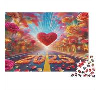 Viale Cuore Puzzle 1000 Pezzi Puzzle per Adulti Carta Puzzle Strada delle Rose Sognante Relax Decorazione Regalo Festa 70x50cm/1000pcs