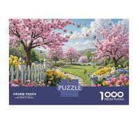 Viale dei ciliegi in fiore Puzzle Premium Antistress 1000 Pezzi Cartone Giardino del cottage primaverile Adulti Relax Mentale, Intrattenimento Familiare, Regalo Natale 38x26cm/1000pcs