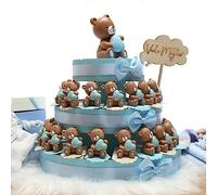 Viale Magico Bomboniere Nascita Torte con Orsetti Cuore Bimbo Statuine MilleCuori TR1005S (Torta da 20 Fettine)