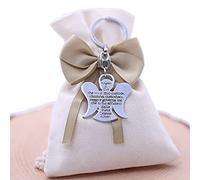 Viale Magico Kit Vassoio Economico Bomboniere Comunione Sacchetto in Stoffa Completo Portachiavi Tema Angelo (Vassoio 10 Pezzi Angelo con Preghiera)