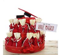 Viale Magico Torta Bomboniere Laurea, Torta Sacchetti con Portachivi Laurea, 25 Sacchetti Laurea bomboniere economiche ed Originali (Portachiavi Termometro e Siringa)