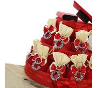 Viale Magico Torta Bomboniere Laurea, Torta Sacchetti con Portachivi Laurea, 25 Sacchetti Laurea bomboniere economiche ed Originali (Portachiavi Corona D'alloro retrò)