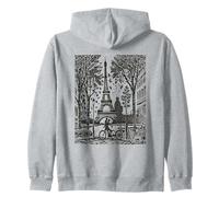 viale Parigi, a, Il, Torre Eiffel, in, Francia Woodblock Francese Felpa con Cappuccio