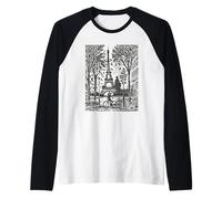 viale Parigi, a, Il, Torre Eiffel, in, Francia Woodblock Francese Maglia con Maniche Raglan