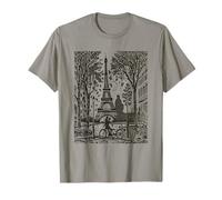 viale Parigi, a, Il, Torre Eiffel, in, Francia Woodblock Francese Maglietta