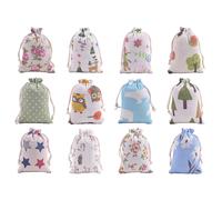 VIAMTO 24pcs 5.2''x7.2'' Mixed Cotton Drawstring Gift Patterns Bags J