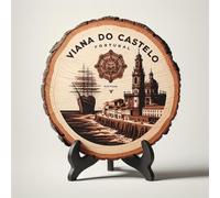 Viana Do Castelo Souvenir Keepsake - Targa da viaggio rustica in legno, souvenir del Portogallo per gli amanti della storia