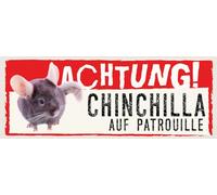 vianmo Insegna di latta 10x27 cm Achtung Chinchilla auf Patrouille Deco Regalo Insegna