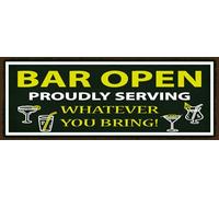 vianmo Insegna di latta 10x27 cm Bar open proudly service whatever you bring Deco Regalo Insegna
