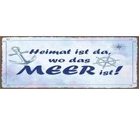 vianmo Insegna di latta 10x27 cm Heimat ist da, wo das Meer ist Deco Regalo Insegna