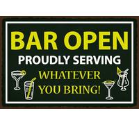 vianmo Insegna di latta 12x18 cm Bar open proudly service whatever you bring Deco Regalo Insegna