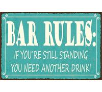 vianmo Insegna di latta 12x18 cm Bar rules if you´re still standing you need Deco Regalo Insegna