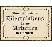 vianmo Insegna di latta 12x18 cm bitte während des Biertrinkens keine Arbeit Deco Regalo Insegna