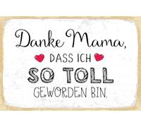 vianmo Insegna di latta 12x18 cm Danke Mama dass ich so toll geworden bin Deco Regalo Insegna