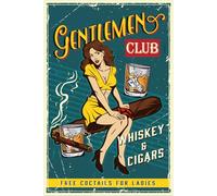 vianmo Insegna di latta 18x12 cm Gentlemen whiskey and cigars club Deco Regalo Insegna