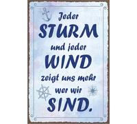 vianmo Insegna di latta 18x12 cm Jeder Sturm und jeder Wind zeigt uns wer wir sind Deco Regalo Insegna