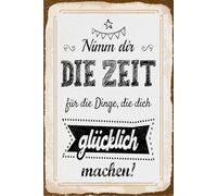 vianmo Insegna di latta 18x12 cm Nimm dir Zeit für Dinge, die dich glücklich machen Deco Regalo Insegna