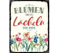 vianmo Insegna di latta 30x20 cm Blumen sind das Lächeln der Erde Deco Regalo Insegna