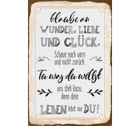 vianmo Insegna di latta 30x20 cm Glaube an Wunder, Liebe und Glück Deco Regalo Insegna