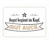 vianmo Insegna di latta 30x40 cm Angst beginnt im Kopf. Mut auch Deko Schild Deco Regalo Insegna