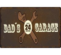vianmo Insegna di latta 30x40 cm Dad´s Garage open 24 hours braunes Deko Schild Deco Regalo Insegna