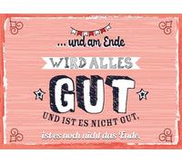 vianmo Insegna di latta 30x40 cm und am Ende wird alles Gut Deko Schild Deco Regalo Insegna