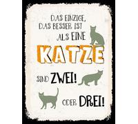 vianmo Insegna di latta 40x30 cm besser als eine Katze sind zwei oder drei Schild Deco Regalo Insegna