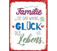 vianmo Insegna di latta 40x30 cm Familie ist das wahre Glück des Lebens Deko Schild Deco Regalo Insegna