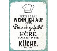 vianmo Insegna di latta 40x30 cm wenn ich auf Bauchgefühl höre, lande ich in Küche Deco Regalo Insegna