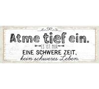 vianmo Insegna in legno 10x27 cm Atme tief ein. Es ist nur eine schwere Zeit Deco Regalo Insegna