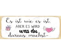 vianmo Insegna in legno 10x27 cm Es ist wie es ist. Aber es wird was du Deco Regalo Insegna