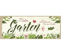 vianmo Insegna in legno 10x27 cm Mein Garten ist der schönste Ort de Welt Deco Regalo Insegna