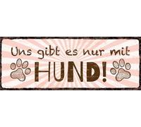 vianmo Insegna in legno 10x27 cm Uns gibt’s nur mit Hund! Deco Regalo Insegna