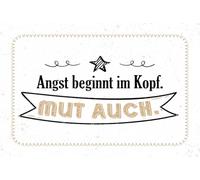 vianmo Insegna in legno 12x18 cm Angst beginnt im Kopf. Mut auch Deco Regalo Insegna