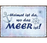 vianmo Insegna in legno 20x30 cm Heimat ist da, wo das Meer ist Deco Regalo Insegna