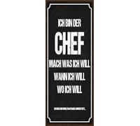 vianmo Insegna in legno 27x10 cm Ich bin der Chef schwarzes Deco Regalo Insegna