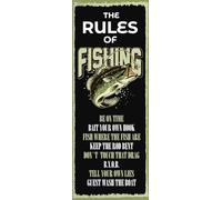 vianmo Insegna in legno 27x10 cm the rules of fishing Deco Regalo Insegna