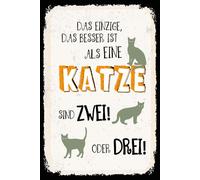 vianmo Insegna in legno 30x20 cm besser als eine Katze sind zwei oder drei Deco Regalo Insegna