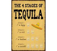 vianmo Insegna in legno 30x20 cm The 4 stages of Tequila Deco Regalo Insegna