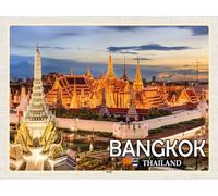 vianmo Insegna in legno 30x40 cm Bangkok Thailand Tempel Sonnenuntergang Deco Regalo Legno Insegna