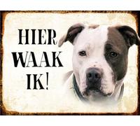 vianmo Insegna in legno 30x40 cm holländisch Hier Waak ik American Pitbull Terrier Deco Regalo Insegna